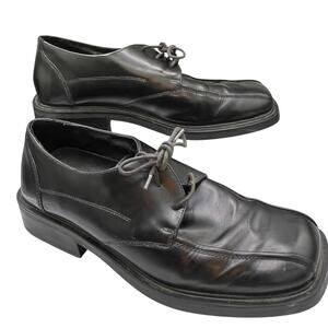Reaction Kenneth Cole Black Leather Square Toe Derby Dress Shoes Lace-Up Men’s